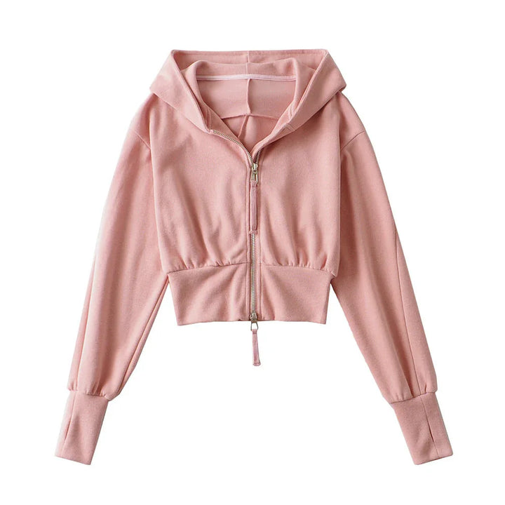 RESLEY™ - Chic Cropped Hooded Zipper Workout Jacket - MABEL LONDON
