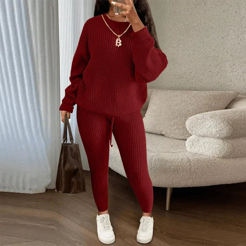 TAMA™ - Cozy Long Sleeve Sweater and Drawstring Pants Set - MABEL LONDON