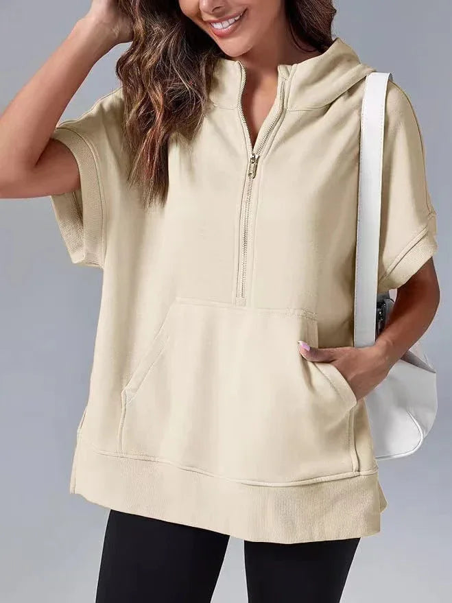 HISPER™ - Relaxed Oversized Half-Zip Summer Hoodie - MABEL LONDON