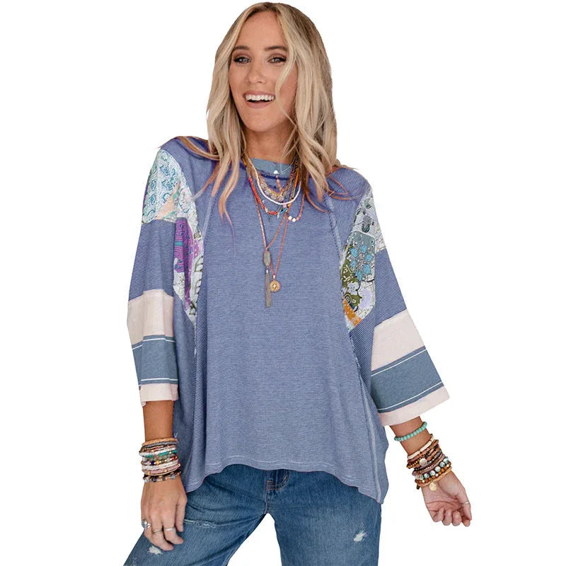 BAILEY™ – Lightweight Patchwork Batwing Top - MABEL LONDON