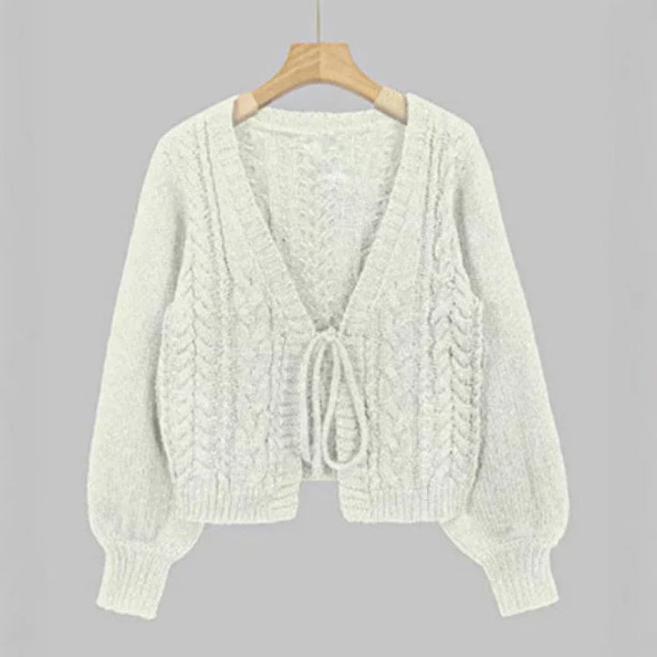 SHERICA™ – Cozy Vintage Chunky Tie-Front Long Sleeve Cardigan - MABEL LONDON