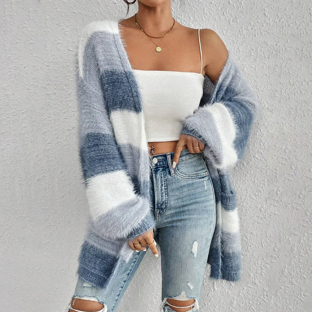 JULIETA™ - Comfy Open Front Long Sleeve Fuzzy Cardigan - MABEL LONDON
