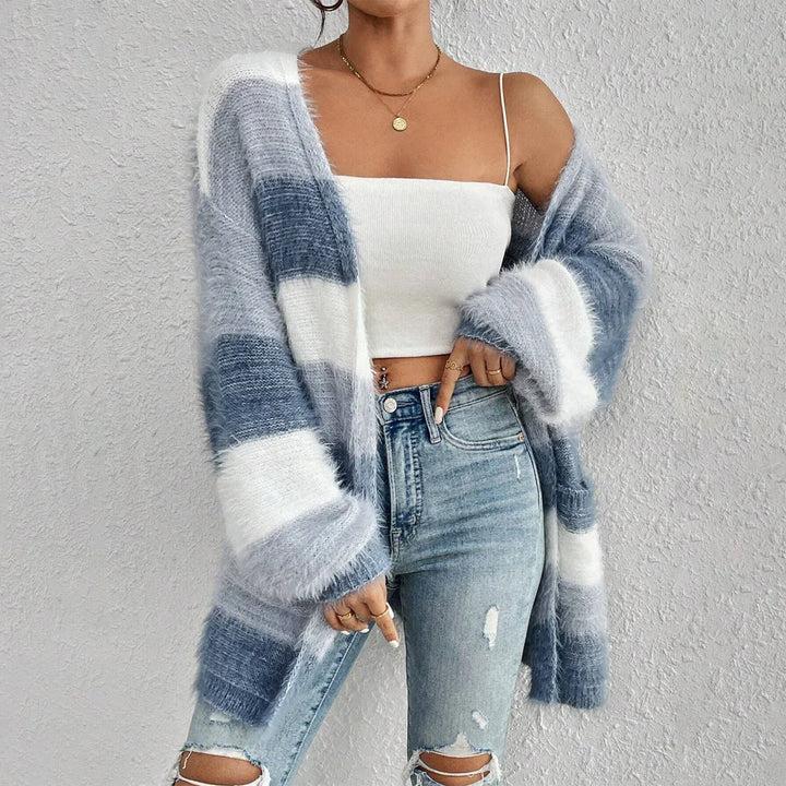 JULIETA™ - Comfy Open Front Long Sleeve Fuzzy Cardigan - MABEL LONDON