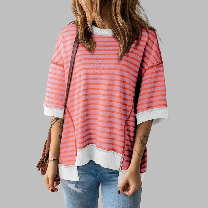 LORELEI™ - Casual Oversized Striped Pullover Top - MABEL LONDON