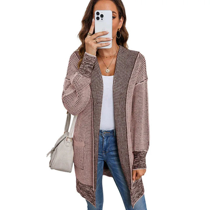 IRISH™ - Oversized Plaid Chunky Knit Open Front Cardigan - MABEL LONDON