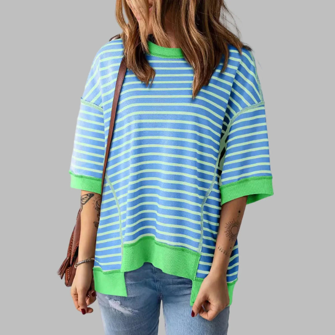 LORELEI™ - Casual Oversized Striped Pullover Top - MABEL LONDON
