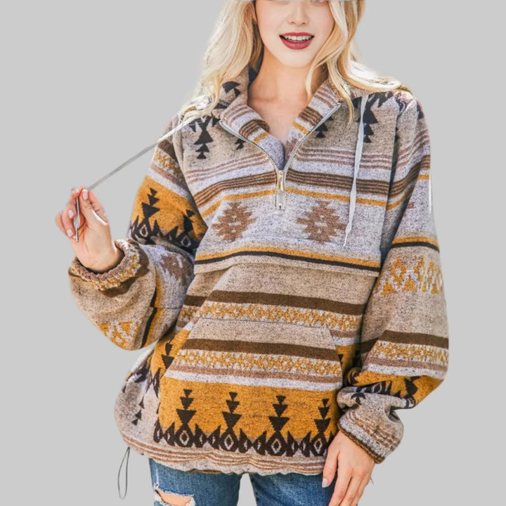 SAKU™ - Comfy Oversized Zip Up Long Sleeve Hoodie Sweatshirt - MABEL LONDON