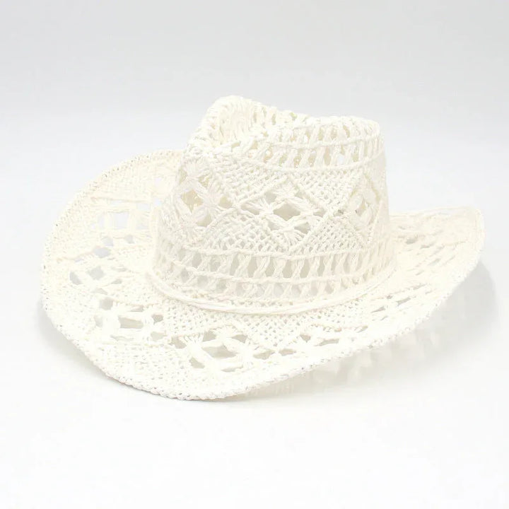RAYLENE™– Vintage Hollow Straw Hat - MABEL LONDON