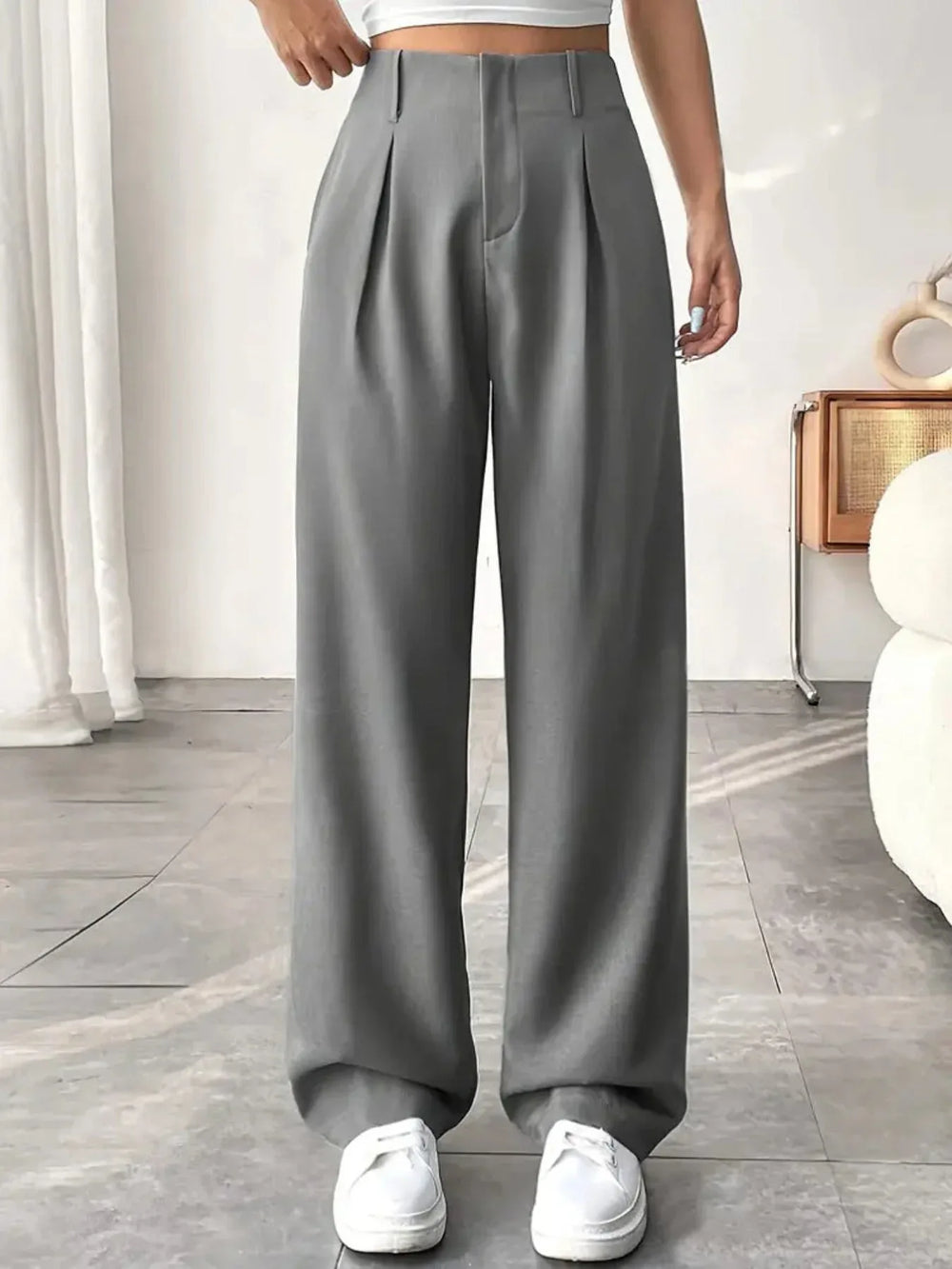 BELISIMA™ – Elegant Pleated Wide-Leg Office Trouser - MABEL LONDON