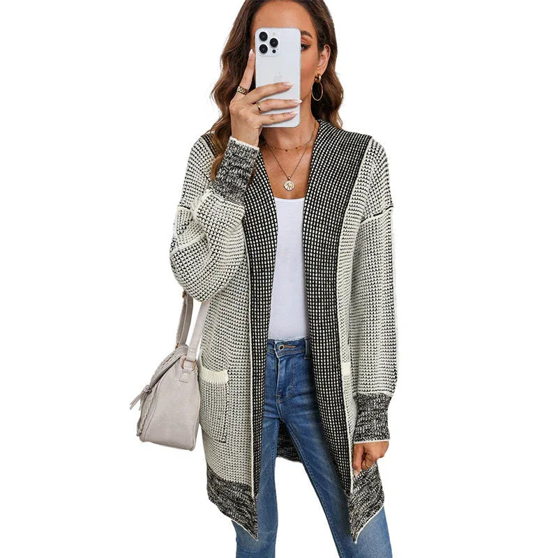 IRISH™ - Oversized Plaid Chunky Knit Open Front Cardigan - MABEL LONDON