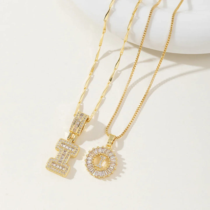 AISHA™ - Elegant 2-Pack Initial Letter Pendant Necklaces - MABEL LONDON