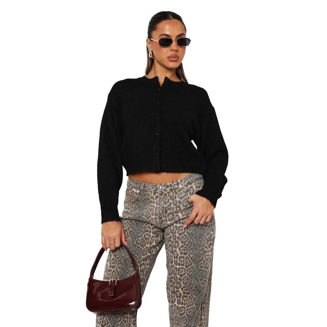 SHASA™ - Casual Cropped Long Sleeve Cardigan - MABEL LONDON