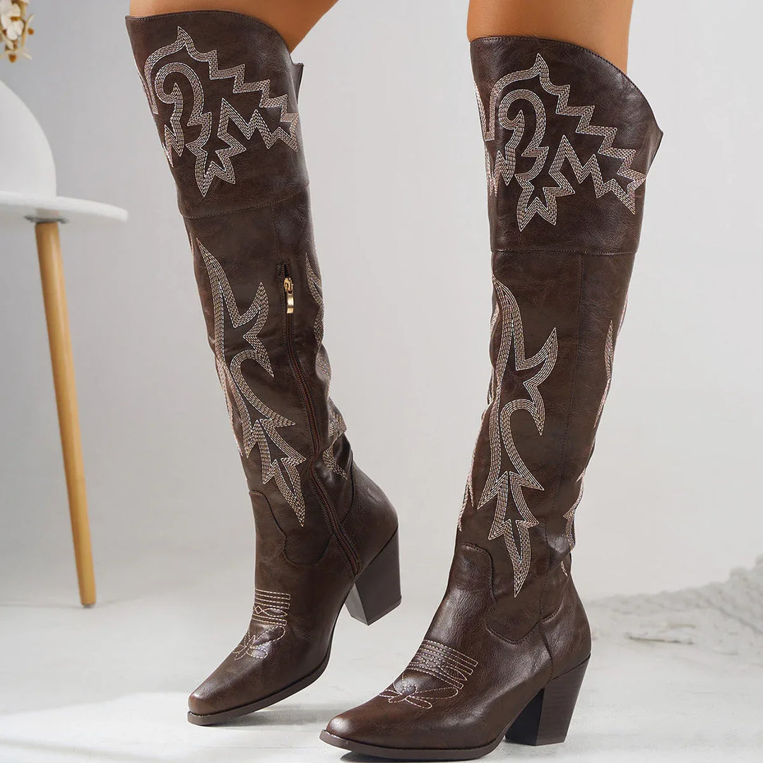 CHEYENNE™ – Classic Over-the-Knee Cowboy Boots - MABEL LONDON