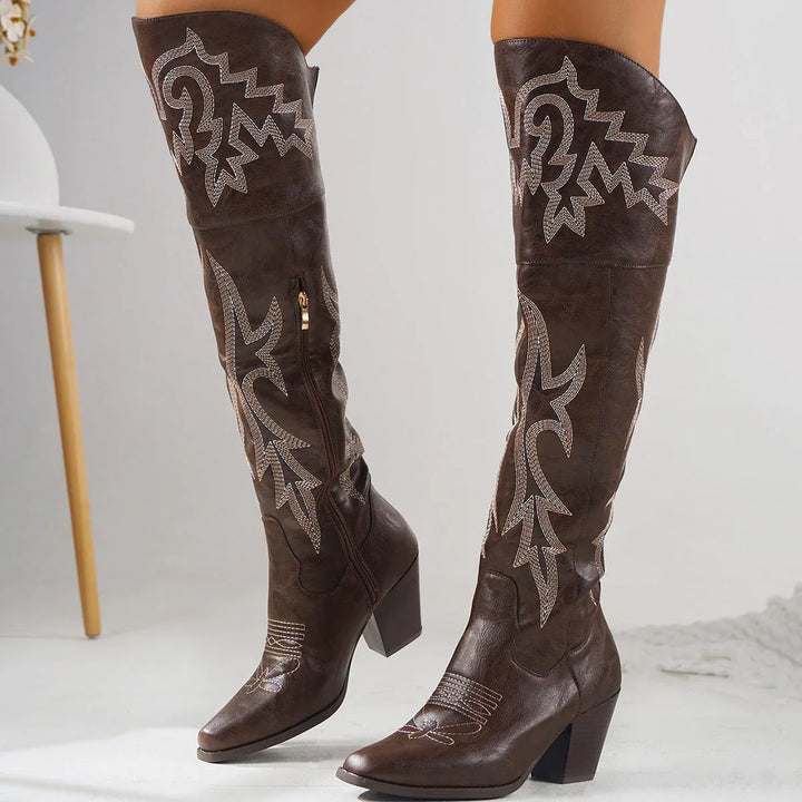 CHEYENNE™ – Classic Over-the-Knee Cowboy Boots - MABEL LONDON