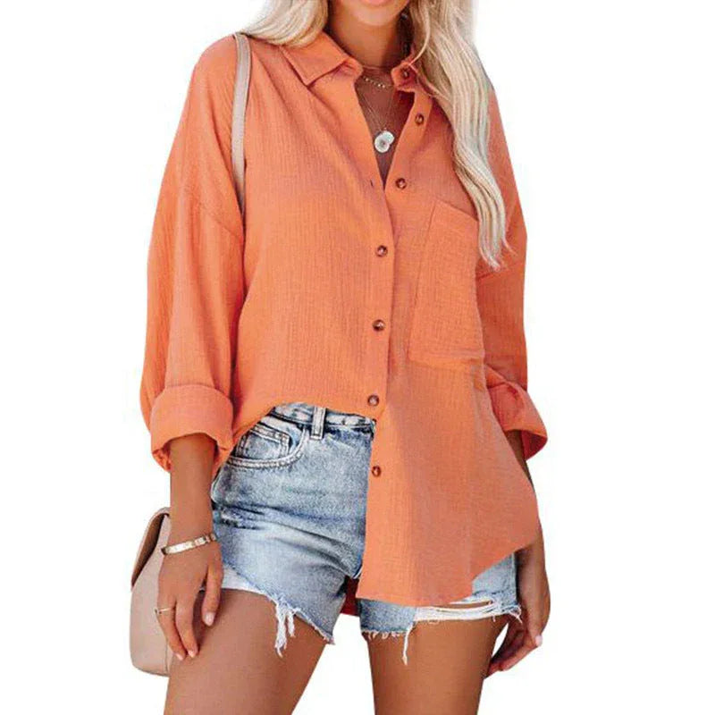 WOLLY™ - Casual Button Down Long Sleeve Blouse - MABEL LONDON