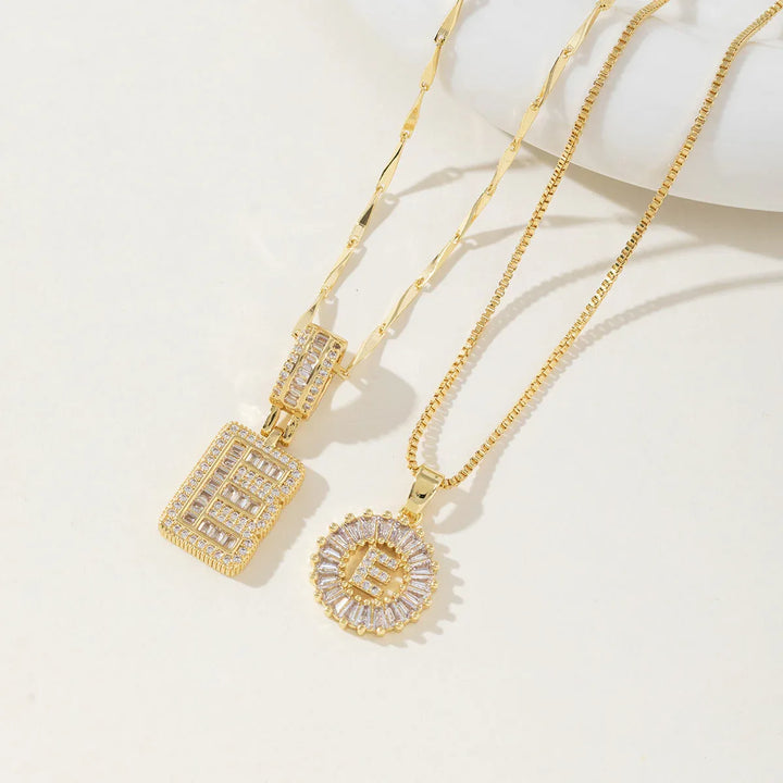 AISHA™ - Elegant 2-Pack Initial Letter Pendant Necklaces - MABEL LONDON