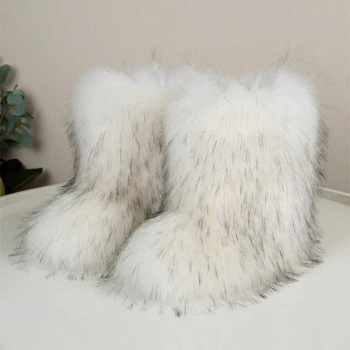 HIRA™ - Chic Trendy Furry Mid Length Winter Boots - MABEL LONDON