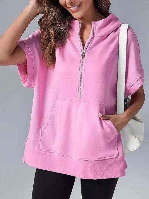 HISPER™ - Relaxed Oversized Half-Zip Summer Hoodie - MABEL LONDON