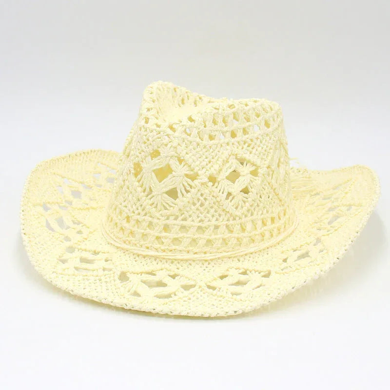 RAYLENE™– Vintage Hollow Straw Hat - MABEL LONDON