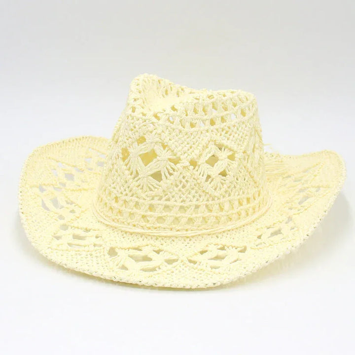 RAYLENE™– Vintage Hollow Straw Hat - MABEL LONDON