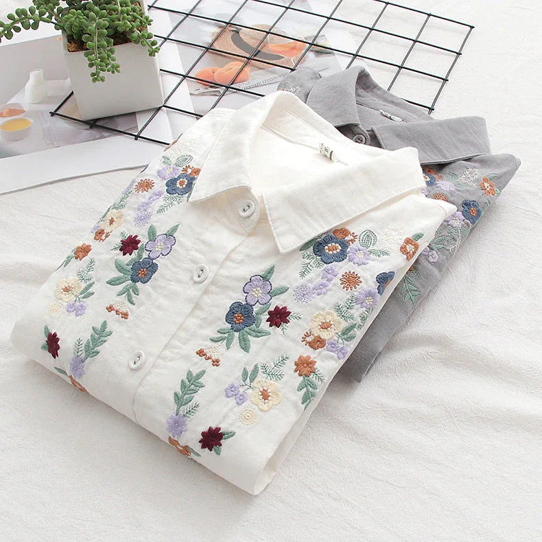 FLAVIE™ – Vintage Charm Embroidered Blouse - MABEL LONDON