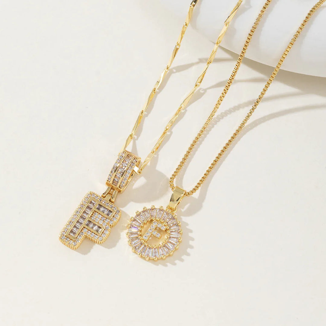 AISHA™ - Elegant 2-Pack Initial Letter Pendant Necklaces - MABEL LONDON