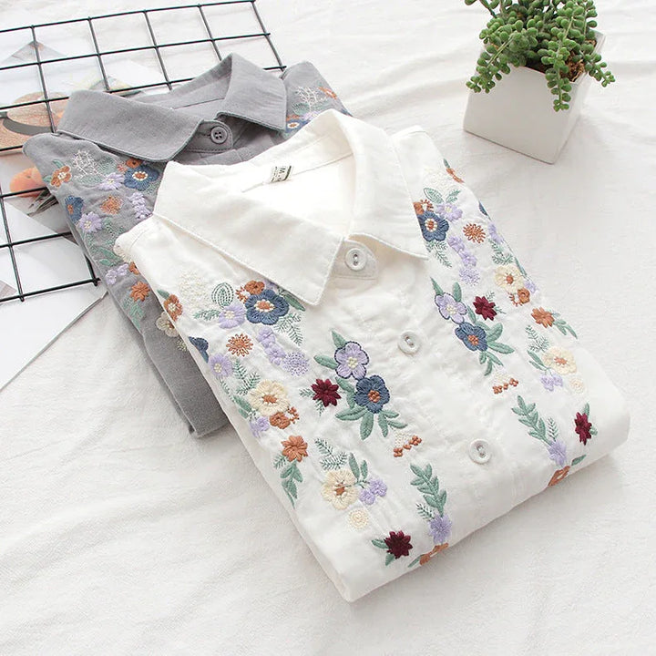FLAVIE™ – Vintage Charm Embroidered Blouse - MABEL LONDON