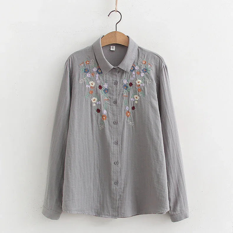 FLAVIE™ – Vintage Charm Embroidered Blouse - MABEL LONDON
