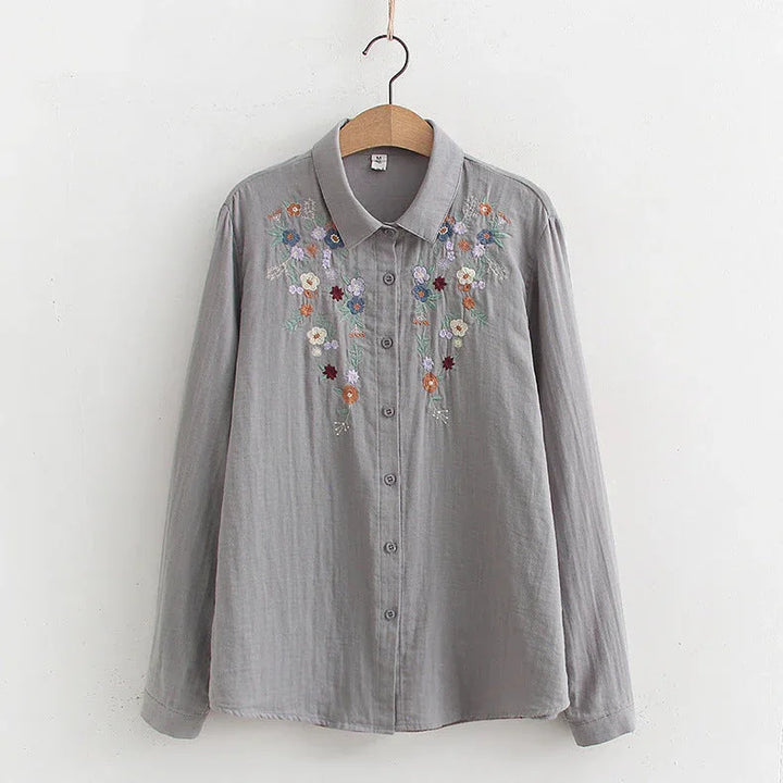 FLAVIE™ – Vintage Charm Embroidered Blouse - MABEL LONDON