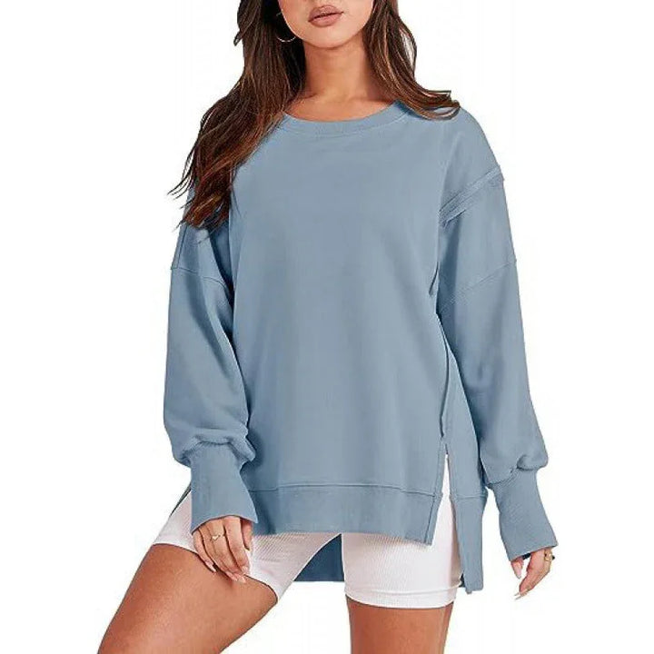 DAMIT™ - Casual Oversized Long Sleeve Crewneck Sweatshirt - MABEL LONDON
