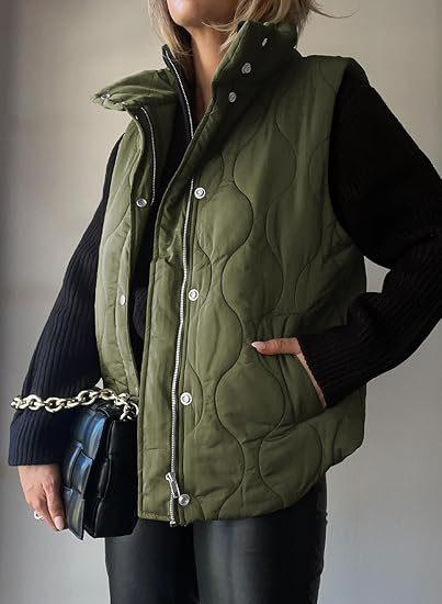 PAMMY™ - Classic Puffer Button Zip Up Collared Vest - MABEL LONDON