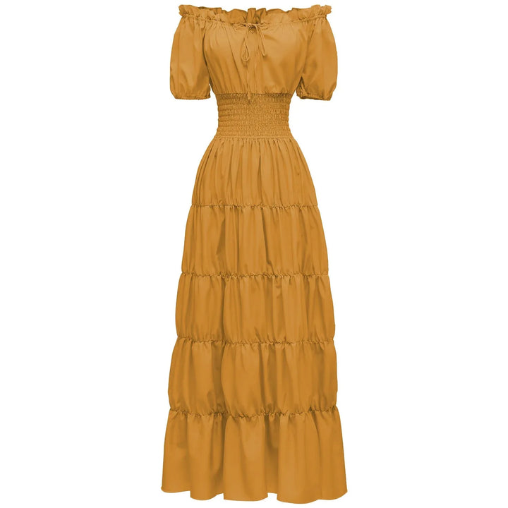 AIZA™ – Classic Corset Long Retro Maxi Dress - MABEL LONDON