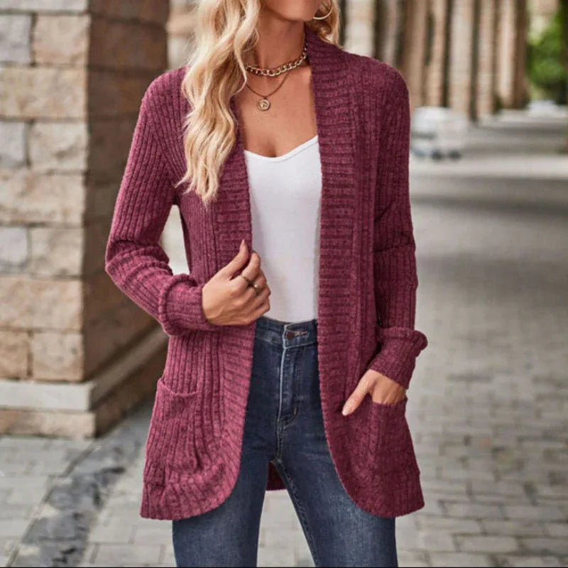 LUCILLE™ - Cozy Lightweight Long-Sleeve Open Front Cardigan - MABEL LONDON