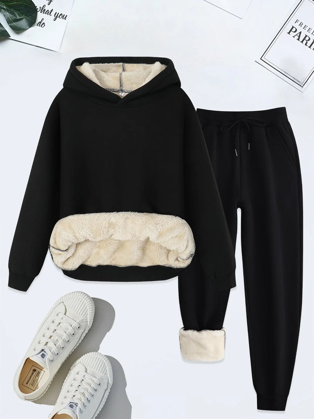 FORDA™ - Cozy Solid Color Hoodie and Drawstring Pants Set - MABEL LONDON