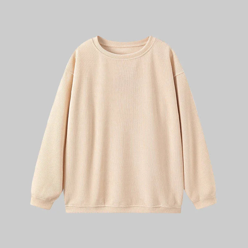 BRITLEY™ - Cozy Plain Long Sleeve Round Neck Sweatshirt - MABEL LONDON