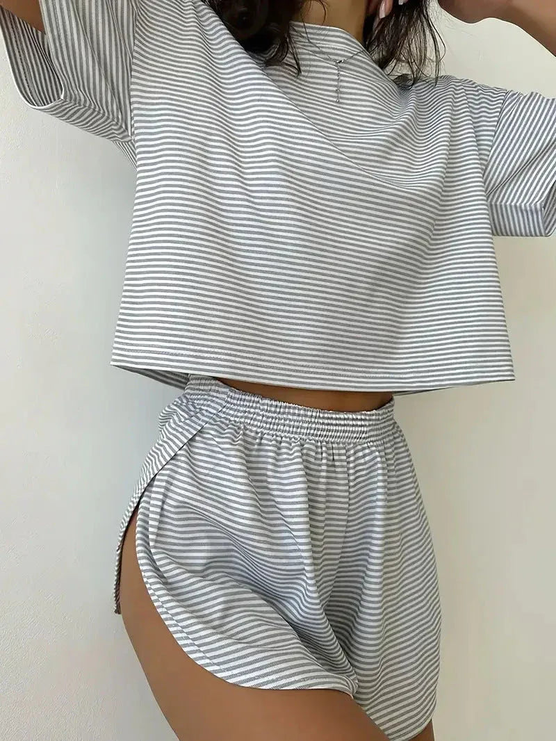 RIZALINA™ – Comfy Short Sleeve Loungewear Co-ord - MABEL LONDON