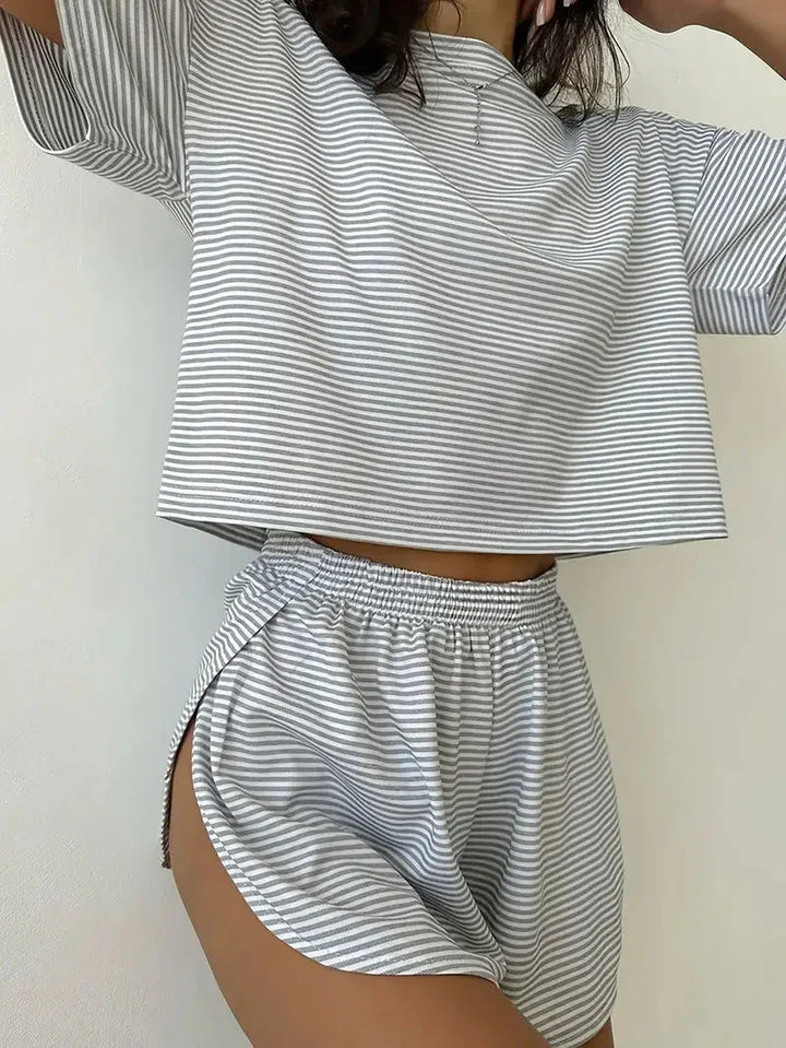 RIZALINA™ – Comfy Short Sleeve Loungewear Co-ord - MABEL LONDON