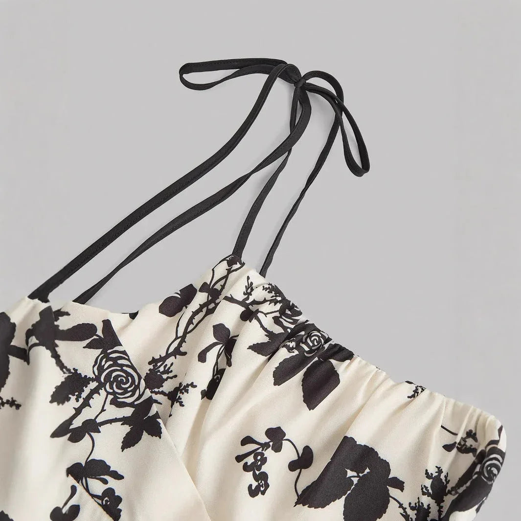 DAHLIANA™ - Elegant Summer Floral Tie-Shoulder Sundress - MABEL LONDON