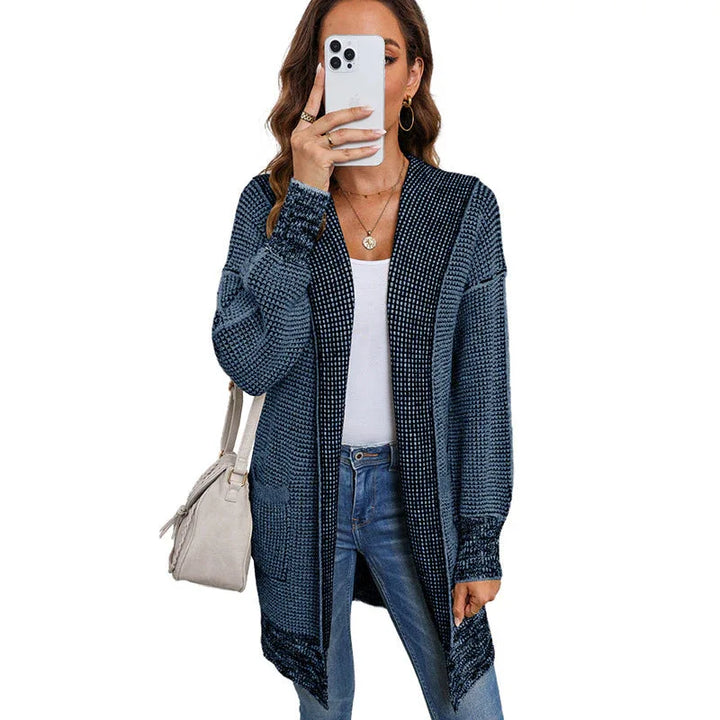 IRISH™ - Oversized Plaid Chunky Knit Open Front Cardigan - MABEL LONDON