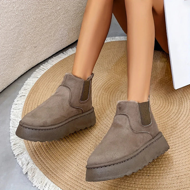 VERLIE™ - Comfy Faux Suede Slip-On Snow Short Boots - MABEL LONDON