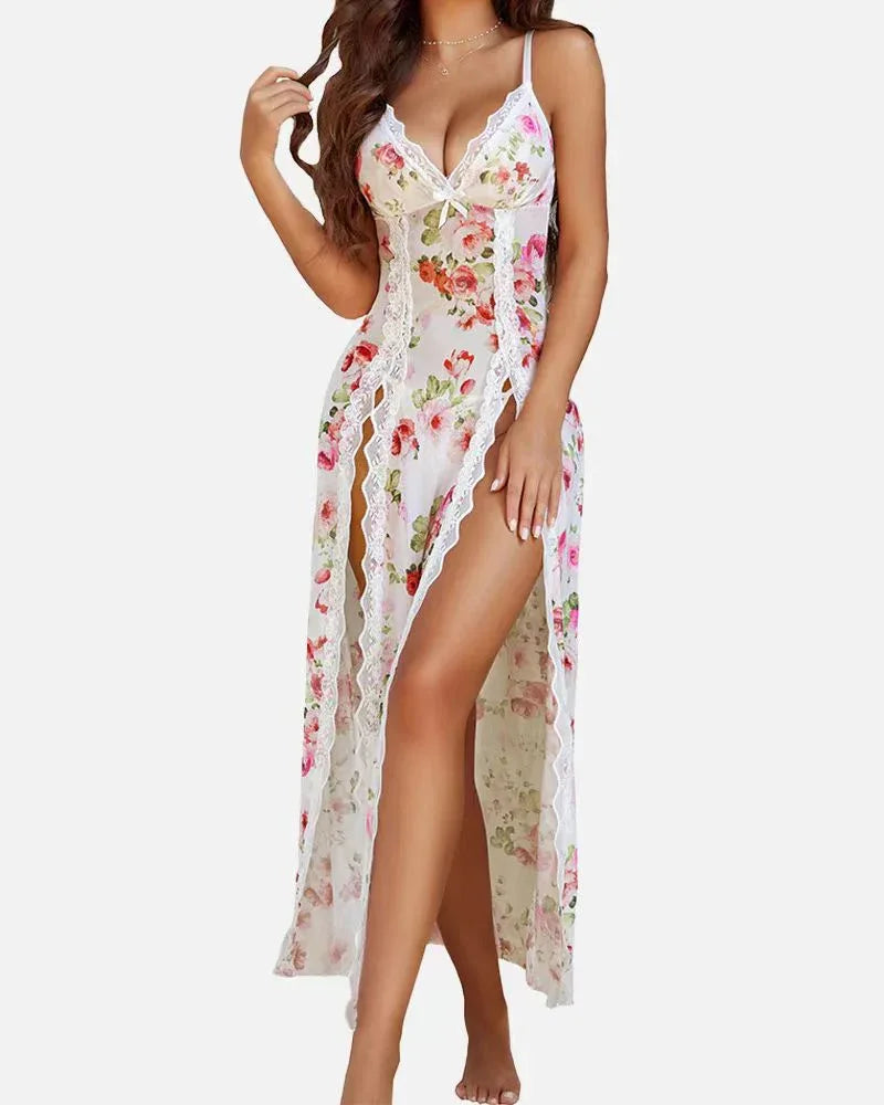LUZY™ - Casual V-Neck Lingerie Maxi Nightdress - MABEL LONDON