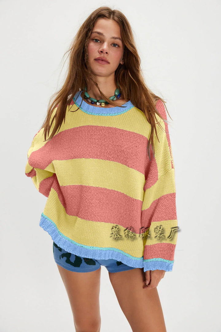 XIANG™ - Classic Striped Crew Neck Sweater - MABEL LONDON