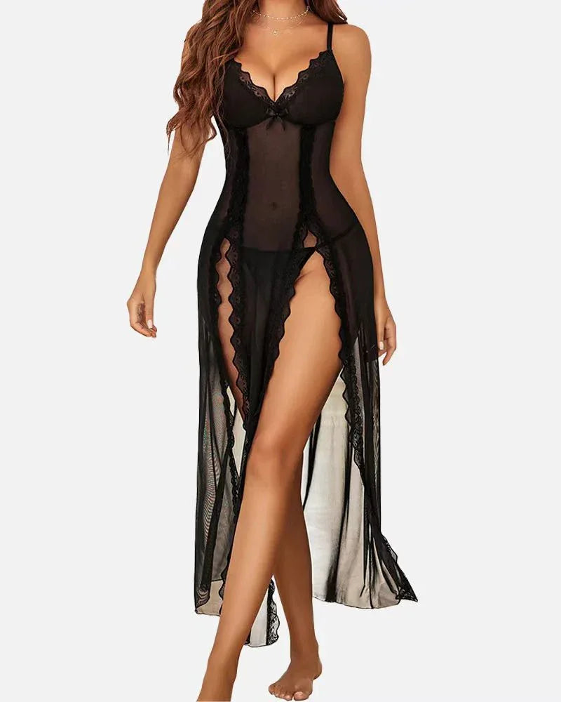 LUZY™ - Casual V-Neck Lingerie Maxi Nightdress - MABEL LONDON