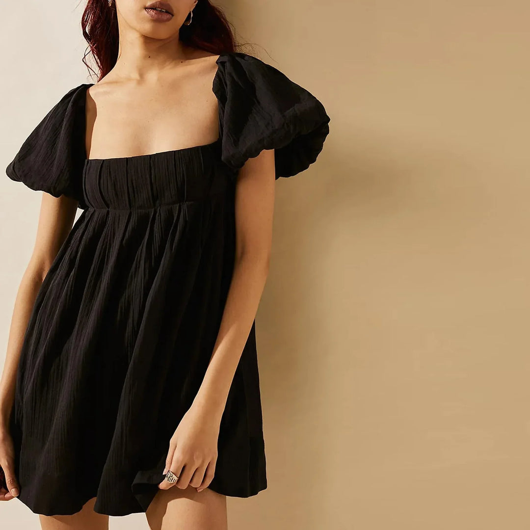 DALAWA™ - Chic Summer Puff Sleeve Square Neck Mini Dress - MABEL LONDON