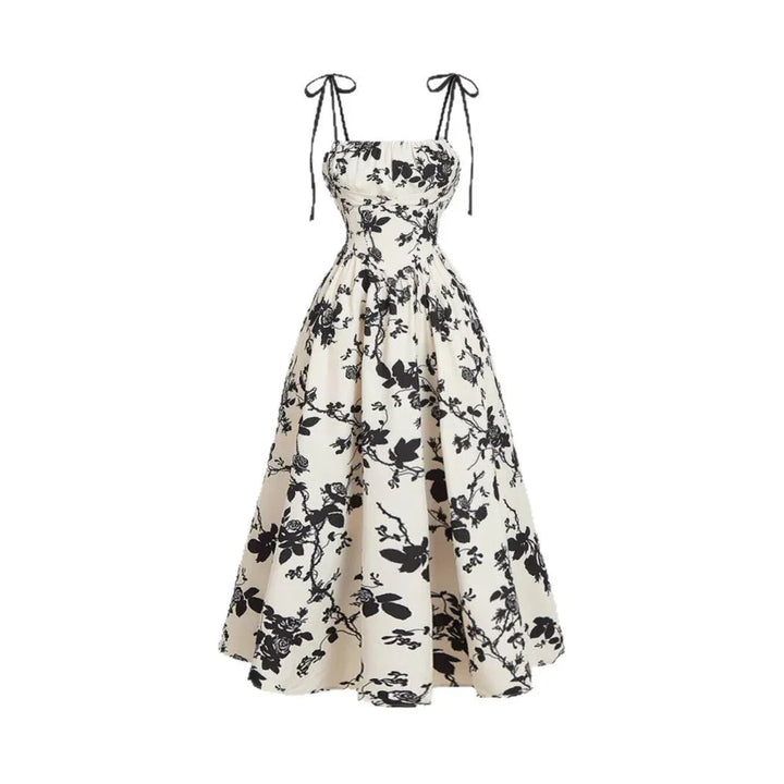 DAHLIANA™ - Elegant Summer Floral Tie-Shoulder Sundress - MABEL LONDON