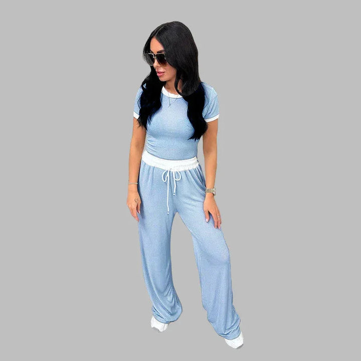 PLATU™ - Casual Short Sleeve and Wide Leg Pants Set - MABEL LONDON