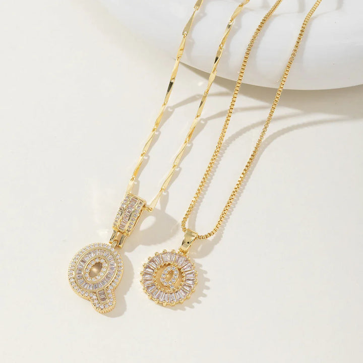 AISHA™ - Elegant 2-Pack Initial Letter Pendant Necklaces - MABEL LONDON