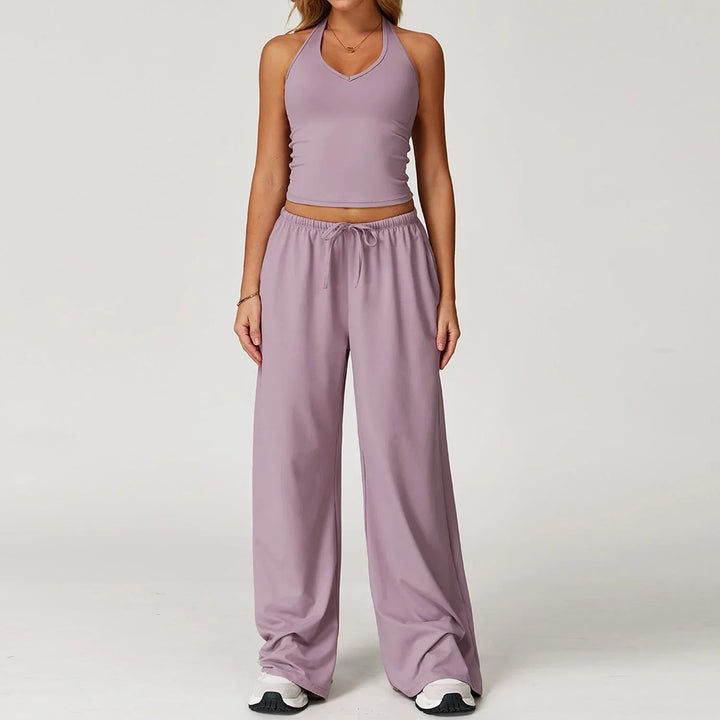 DINGDING™ - Casual Crop Tank Top and Wide Leg Pants Set - MABEL LONDON