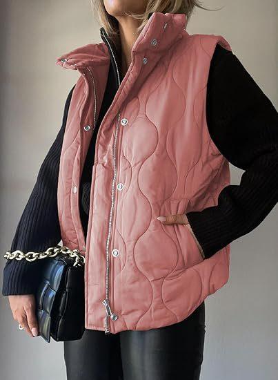 PAMMY™ - Classic Puffer Button Zip Up Collared Vest - MABEL LONDON