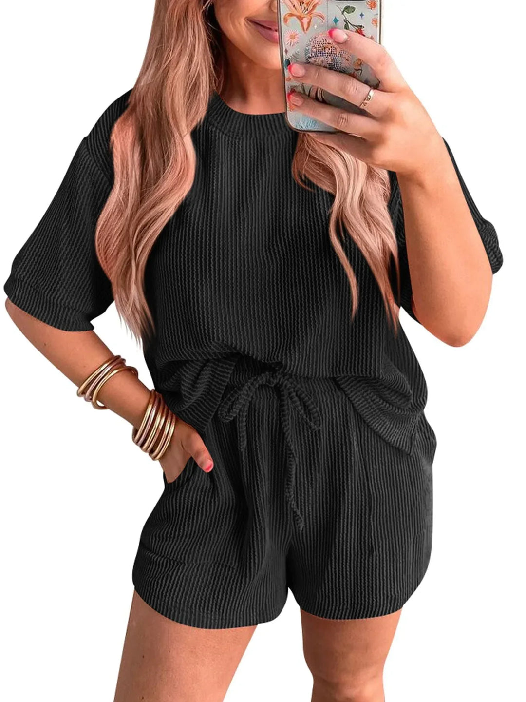 LAYLANI™ - Casual Summer Lounge Sweatshirt and Shorts Co-Ord - MABEL LONDON